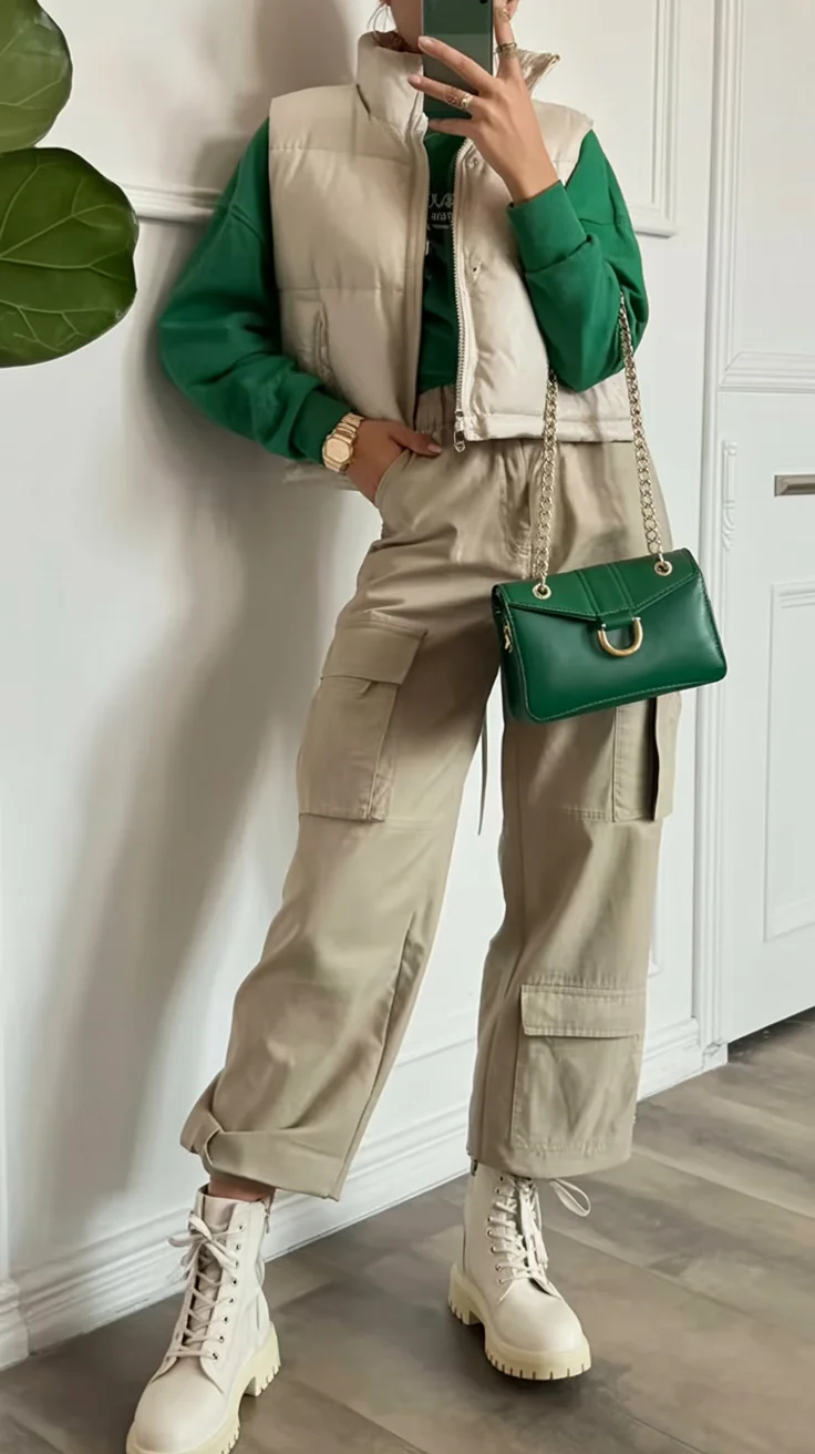 fall streatwear fashion 2026 Utility Inspired Layers With Bold Color Accents
