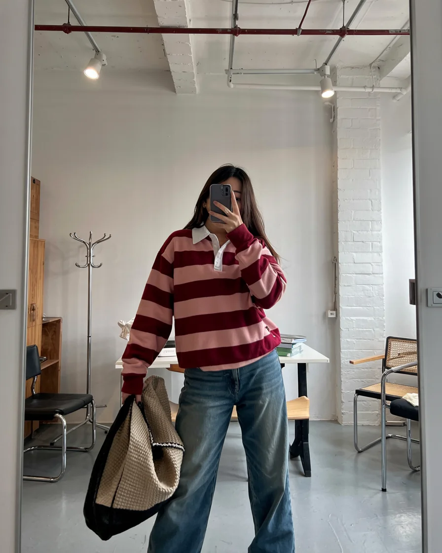 fall streetwear outfits NYC 2026 Sporty Rugby Stripes for Everyday NYC Fall Style