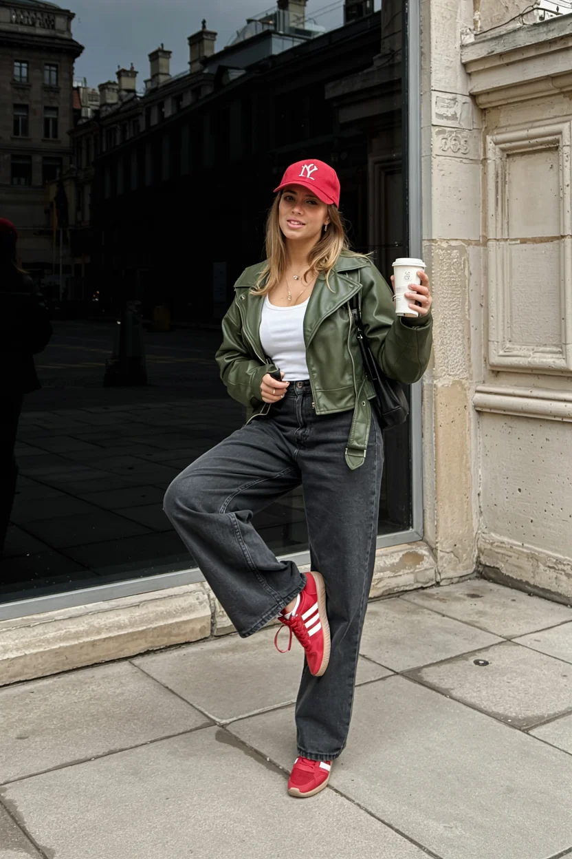 fall streetwear outfits NYC 2026 Sporty Baddie Energy With a Pop of Red