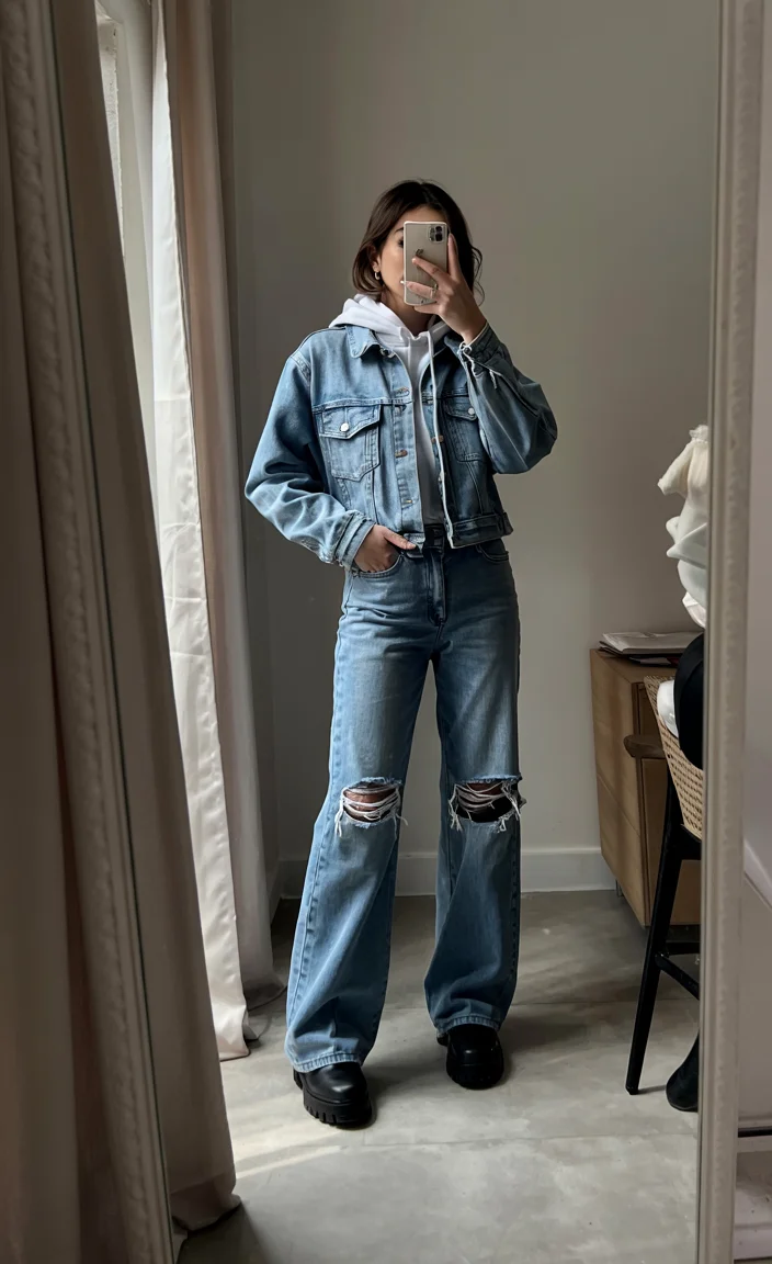 fall streetwear outfits NYC 2026 Double Denim Streetwear With Casual Cool Appeal