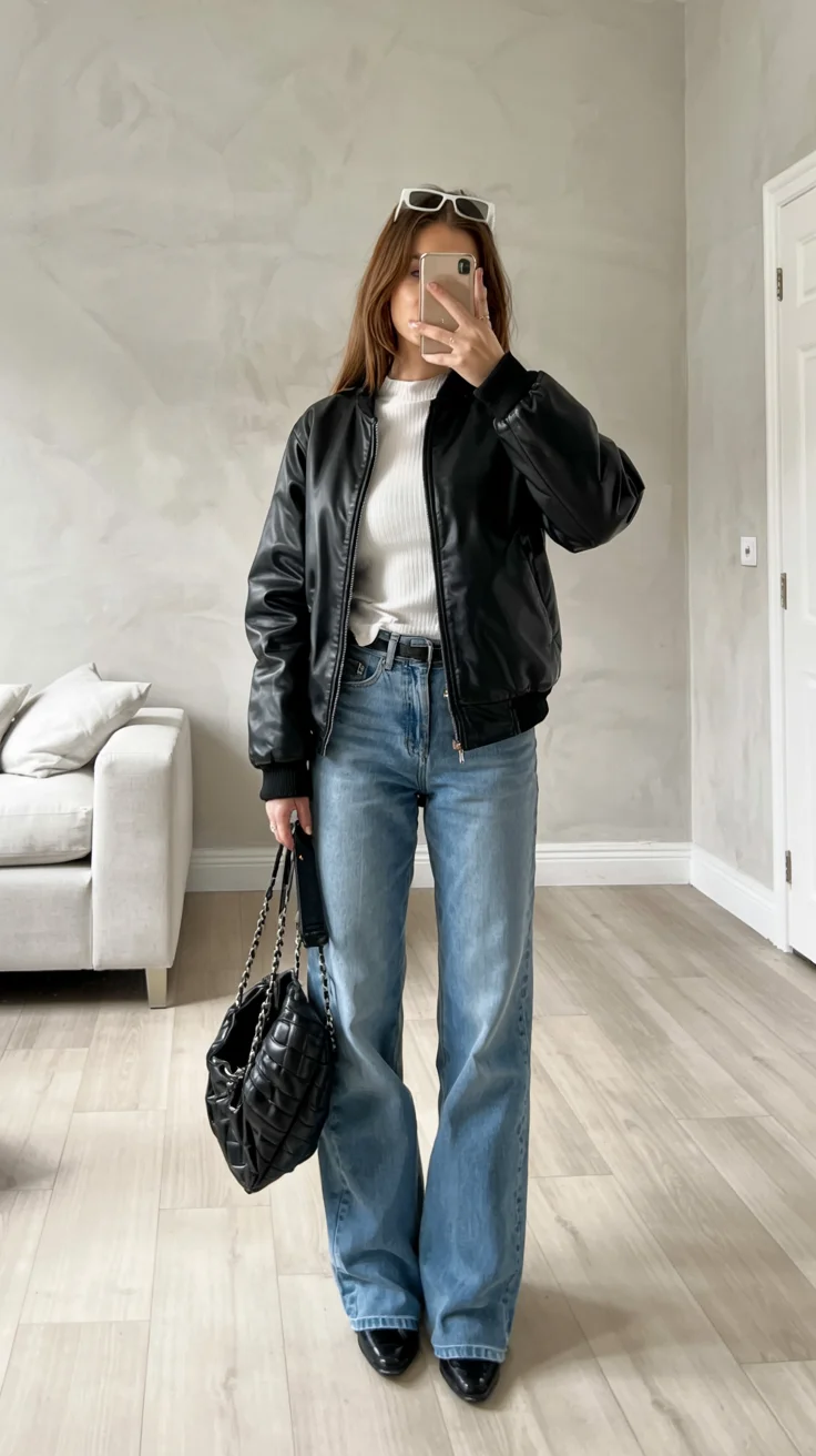fall streetwear outfits NYC 2026 Oversized Denim And Black Basics Done Right