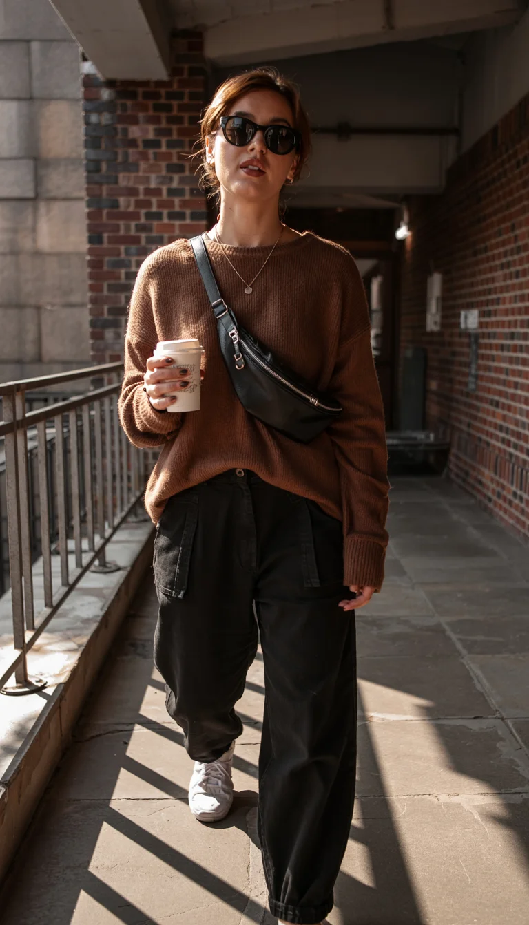 fall streetwear outfits NYC 2026 Black Leather And Light Denim For Clean Contrast