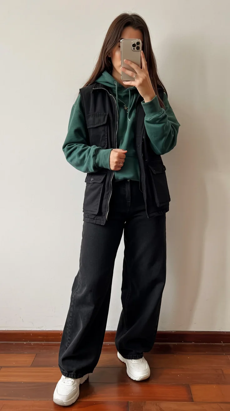 fall streetwear outfits NYC 2026 Forest Green Hoodies With Relaxed Street Style Energy