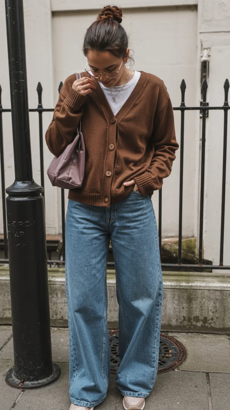 fall streetwear outfits NYC 2026 Cozy Brown Cardigan Energy For Everyday Adventures
