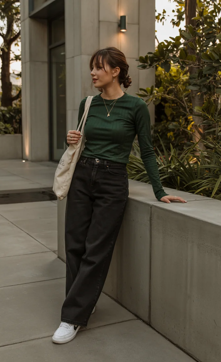 fall streetwear outfits NYC 2026 Dark Green Minimalism With a Modern Streetwear Twist