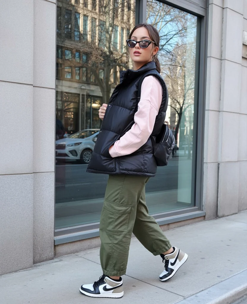 fall travel outfits with sneakers 2026 The Puffer Vest Look for Changing Temperatures