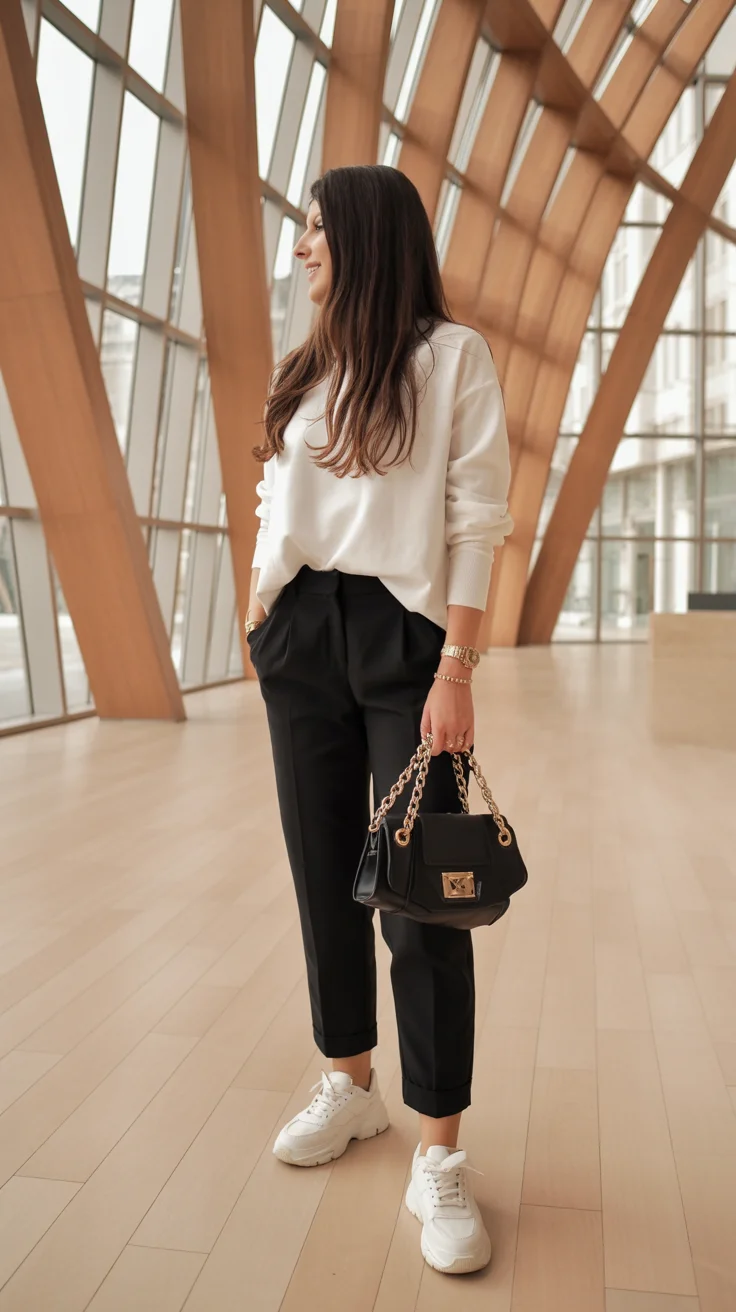 fall travel outfits with sneakers 2026 The Refined Monochrome Travel Uniform