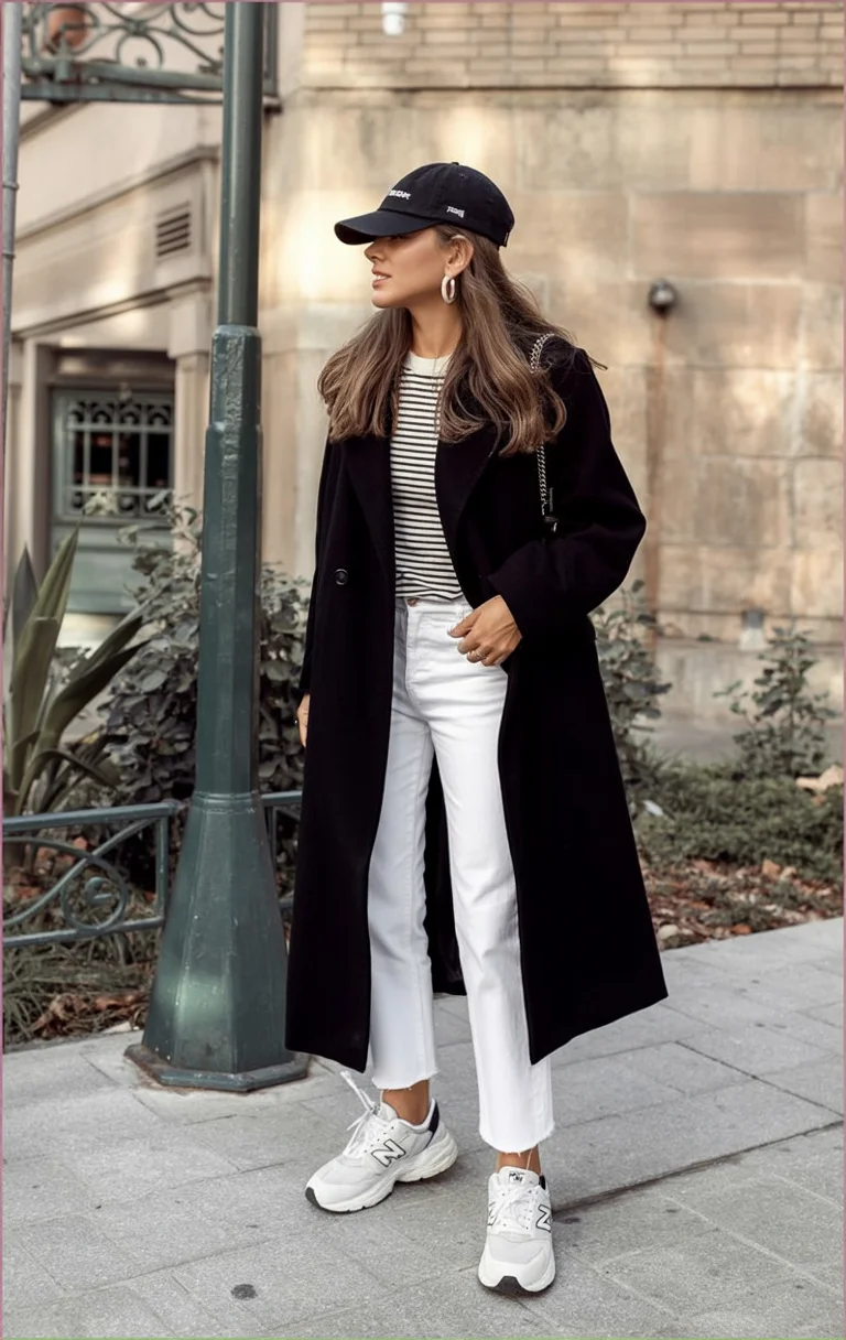 fall travel outfits with sneakers 2026 The Sporty Coat Combination for Everyday Adventures