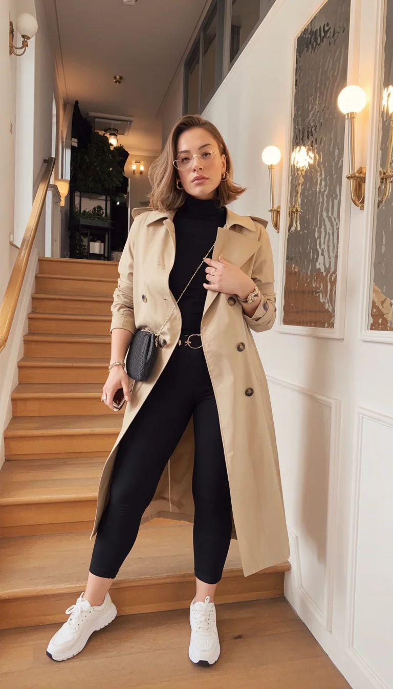 fall travel outfits with sneakers 2026 The Elevated Trench Coat Ensemble