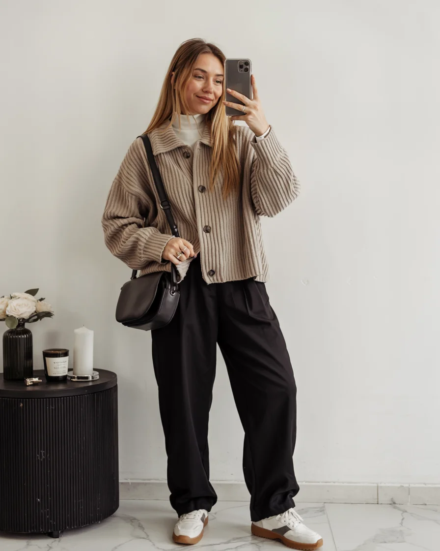 fall travel wardrobe for women Minimalist Comfort with Soft Autumn Neutrals
