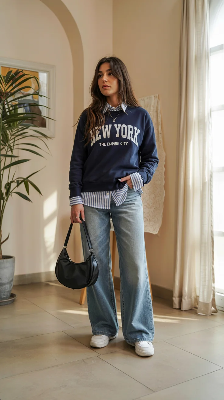 fall travel wardrobe for women Relaxed Preppy Layers with a Vintage Twist