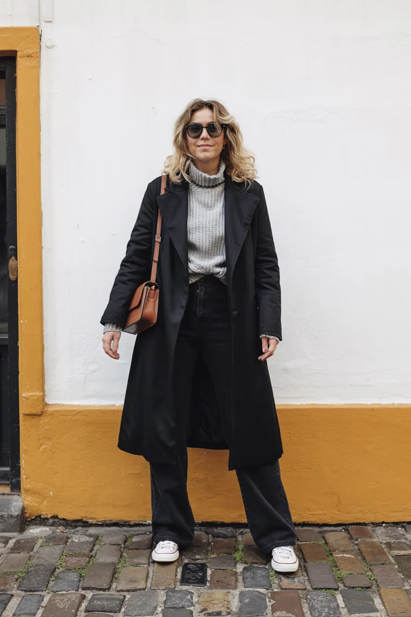 fall travel wardrobe for women 2026 Long Coat Energy for Cooler City Days