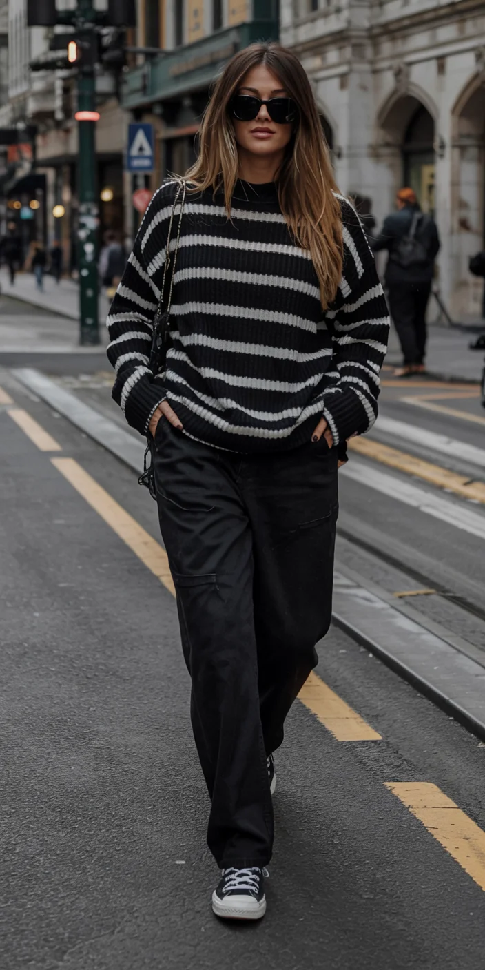 fall travel wardrobe for women Graphic Stripes for Busy Travel Days