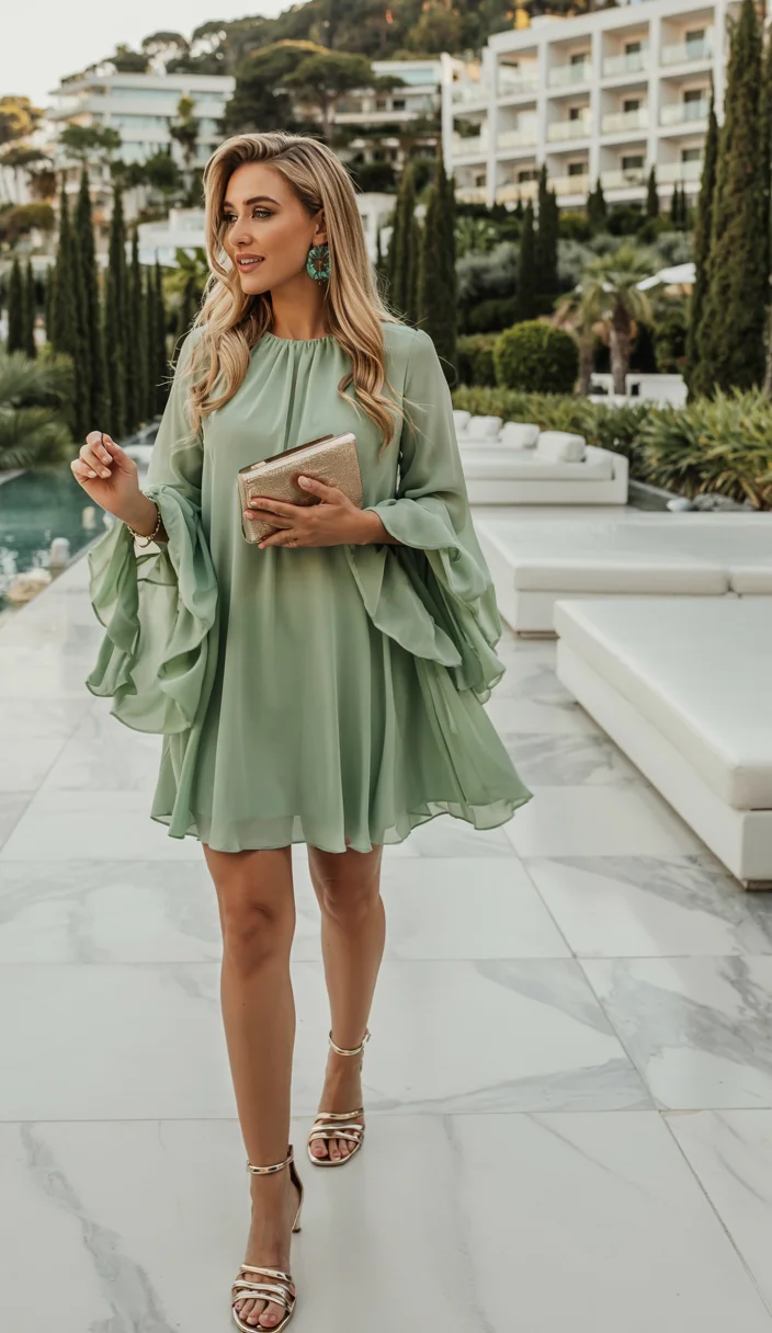 fall wedding guest dress 2026 Sage green movement for a destination inspired celebration H2