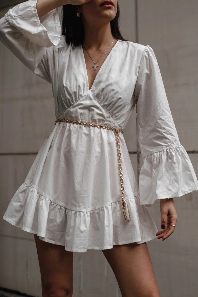 fall wedding guest dress 2026 Soft white ruffles with a fresh editorial feel H2