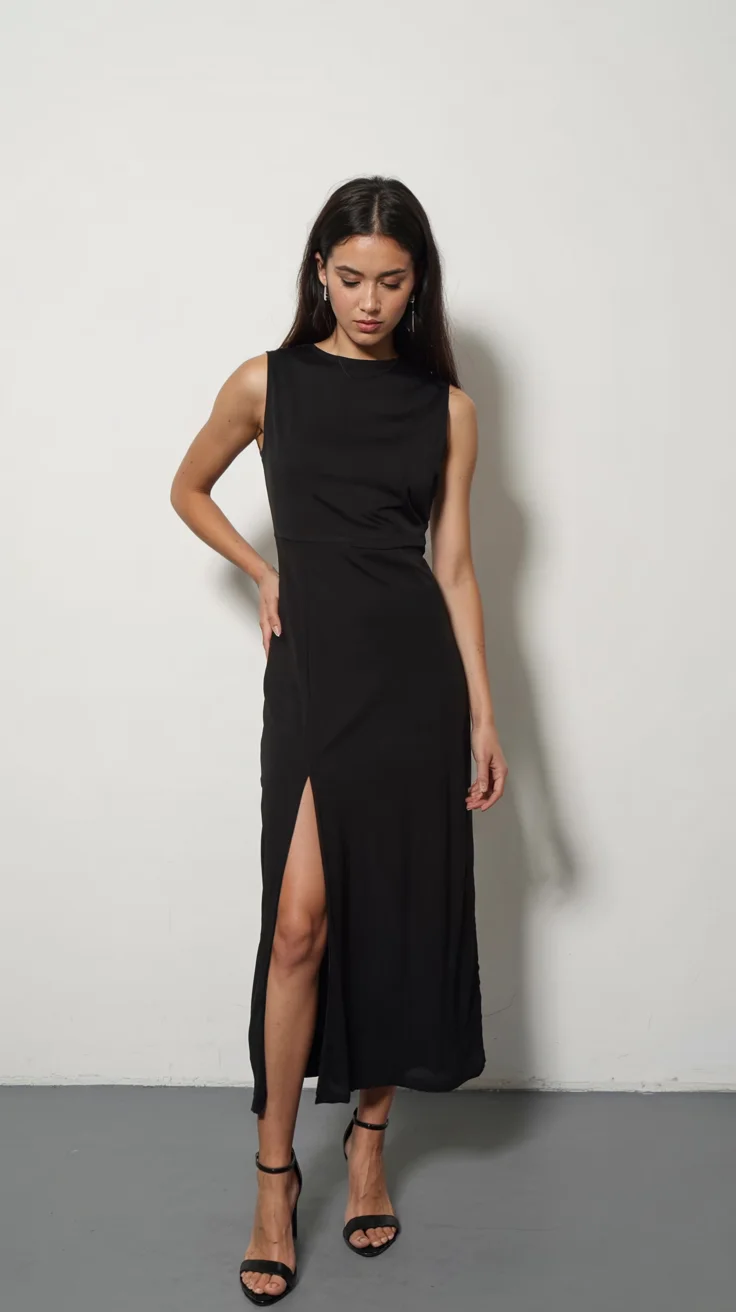 fall wedding guest dress 2026 Minimalist black satin for effortless evening sophistication H2