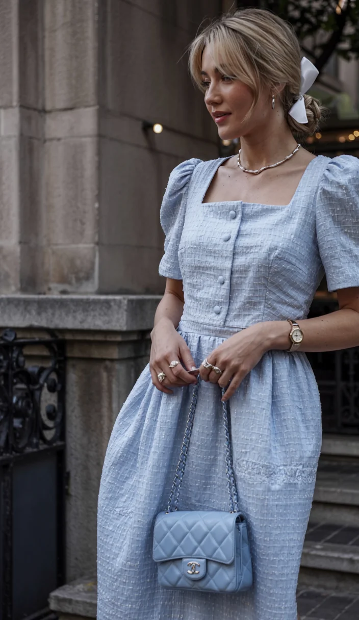 fall wedding guest dress 2026 Powder blue refinement for daytime wedding sophistication H2