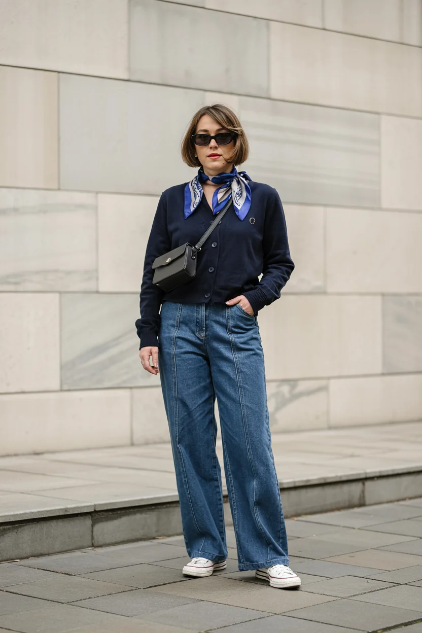 fall work outfits 2026 classic denim with elegant parisian influence