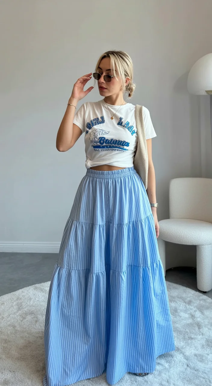 fashion trends 2026 july Blue Maxi Skirts Become the Unexpected Hero Piece