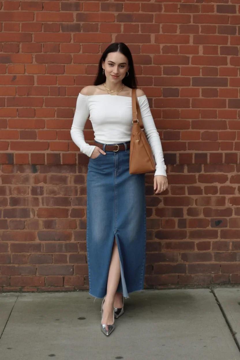 modest fall fashion outfits 2026 Denim Skirts Return With Refined Autumn Styling