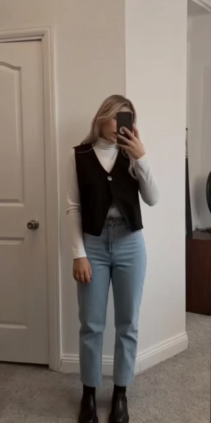 modest fall fashion outfits 2026 Minimalist Layers With a Tailored Sweater Vest