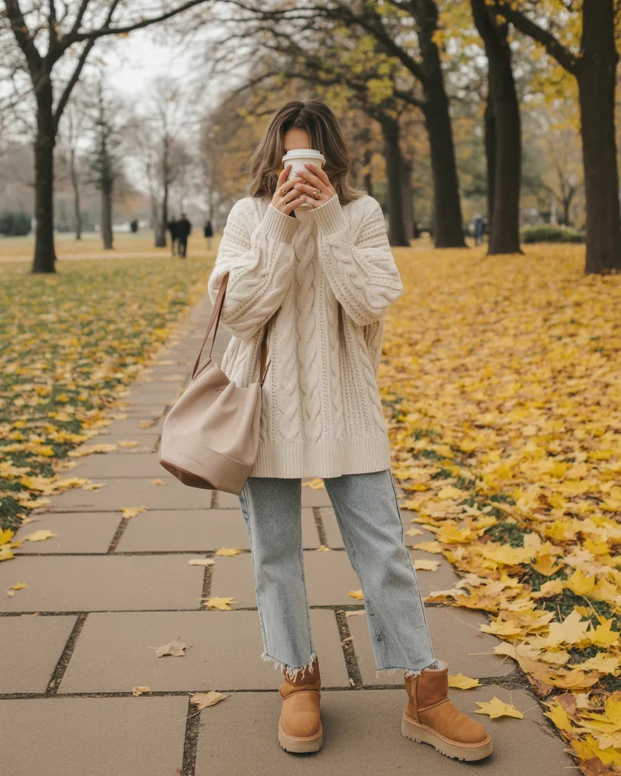 modest fall fashion outfits 2026 Oversized Cable Knits for Cozy Autumn Walks