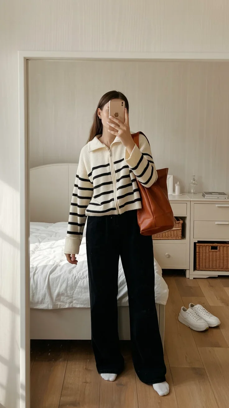 modest fall fashion outfits 2026 Simple Stripes and Relaxed Weekend Style