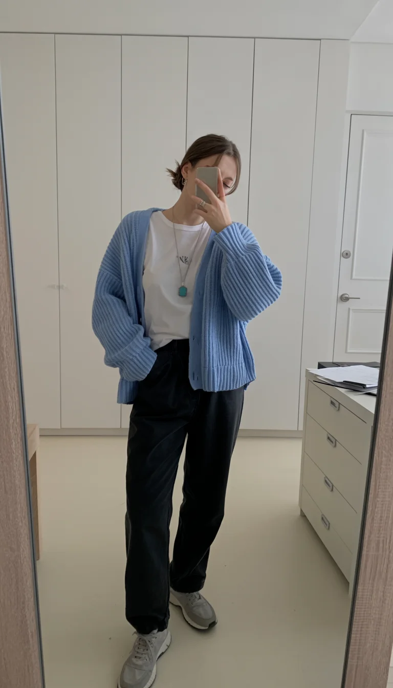 must-have fall outfits for women 2026 Soft Blue Cardigan for Effortless Everyday Style