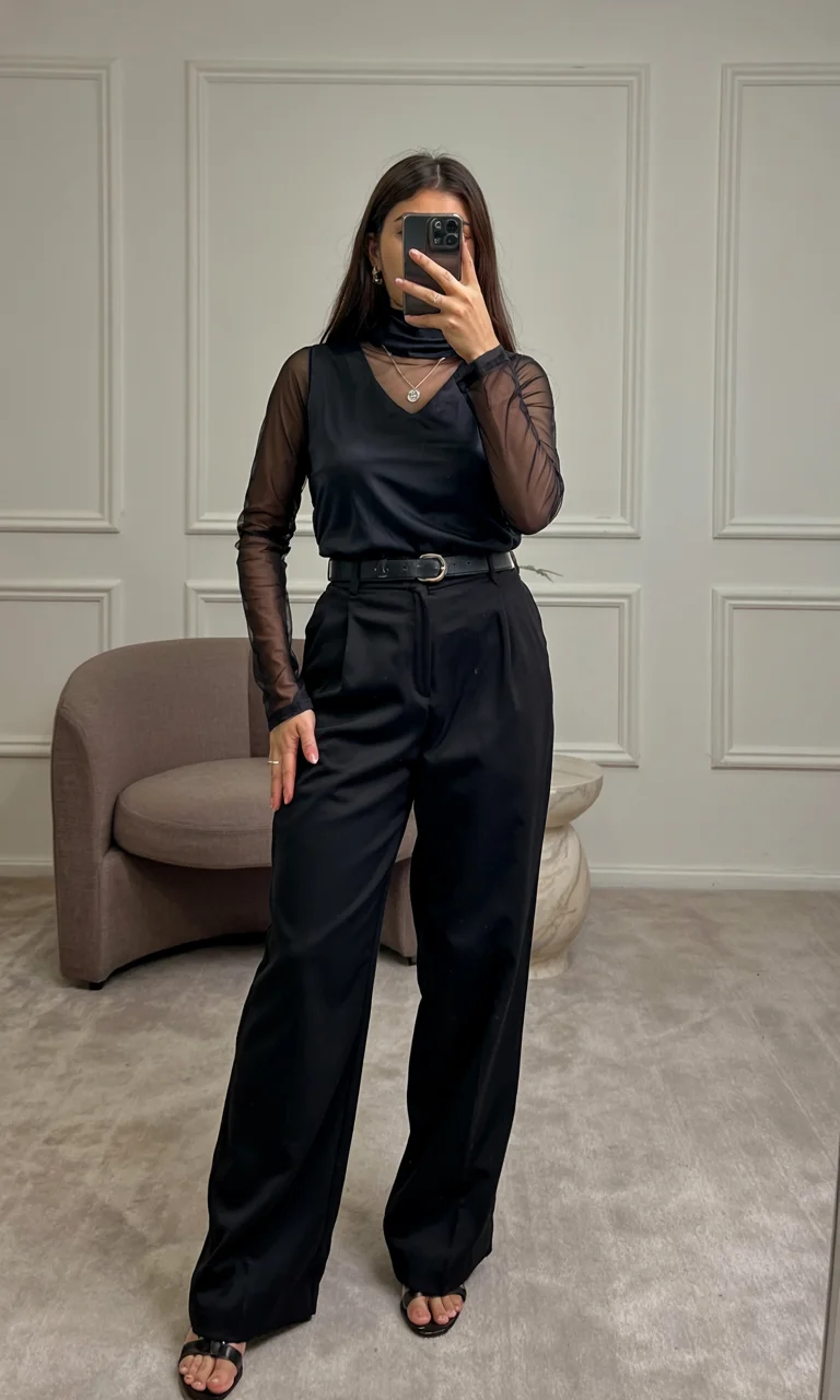 nightout fall outfits going out 2026 All Black Elegance With a Modern Edge