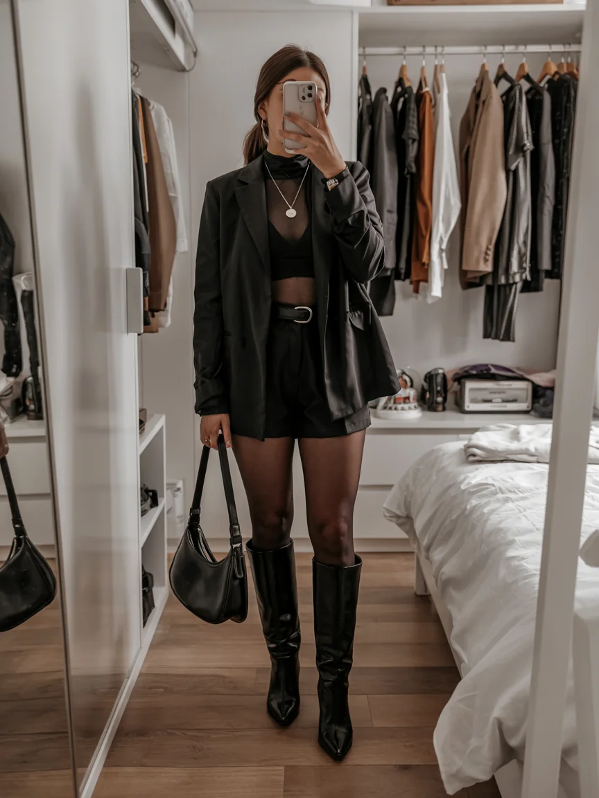 nightout fall outfits going out 2026 Monochrome Blazer Look for an Upscale Evening