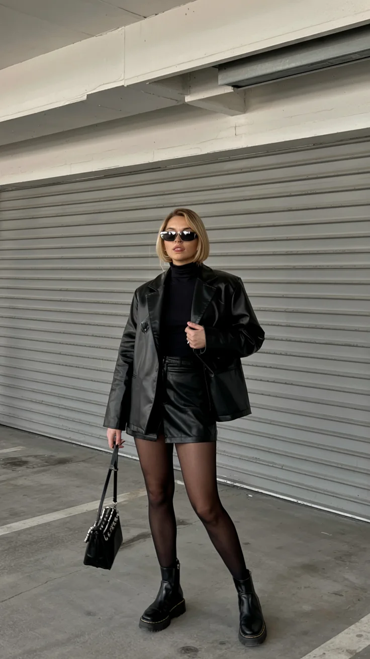 nightout fall outfits going out 2026 Modern Black Leather for City Nights