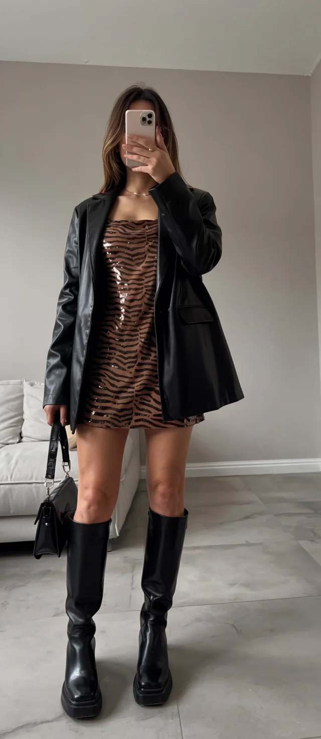 nightout fall outfits going out 2026 Animal Print Sparkle for a Statement Night Out