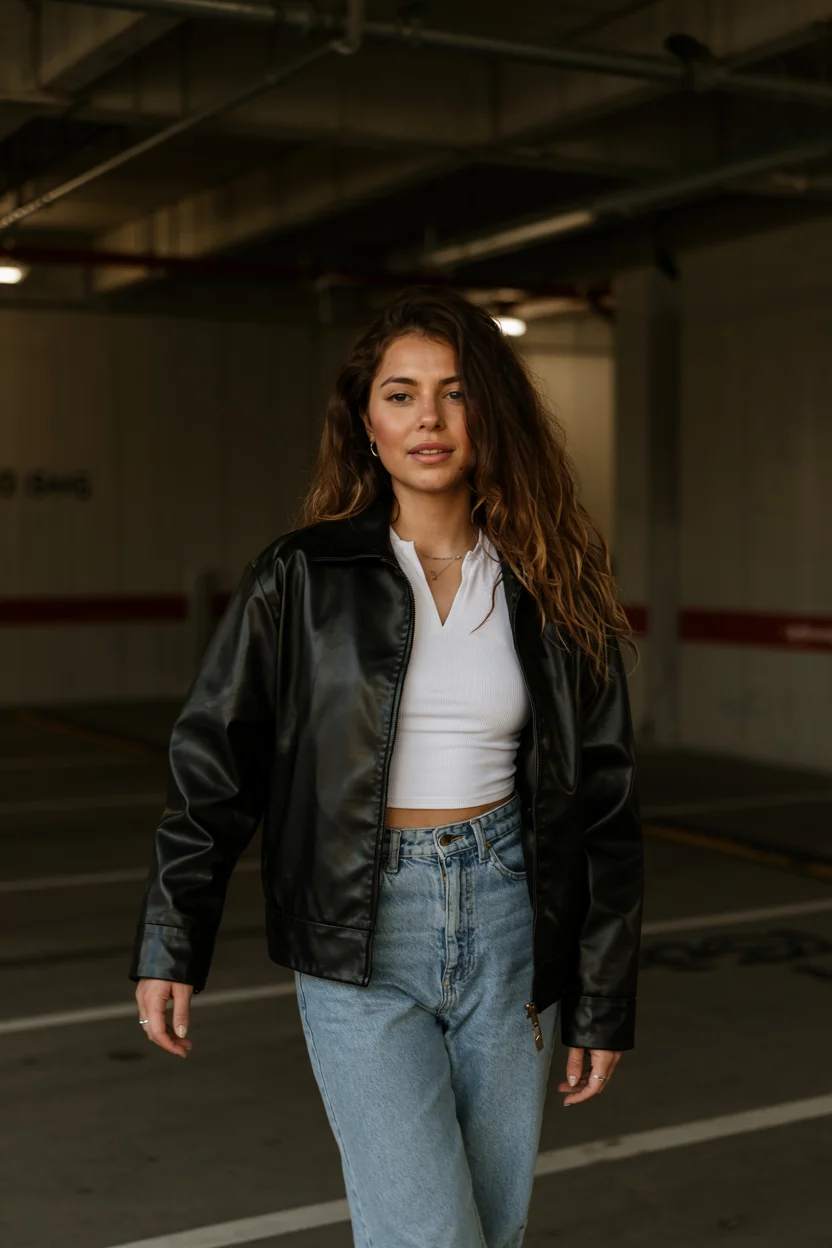 nightout fall outfits going out 2026 Leather Jacket and Denim for Effortless Cool