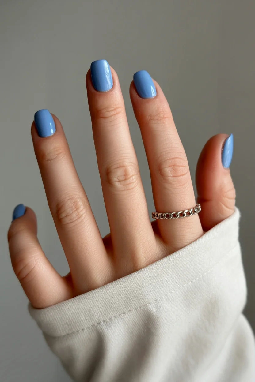 plain summer nails 2026 Powder Blue Minimalism for Effortless Summer Days