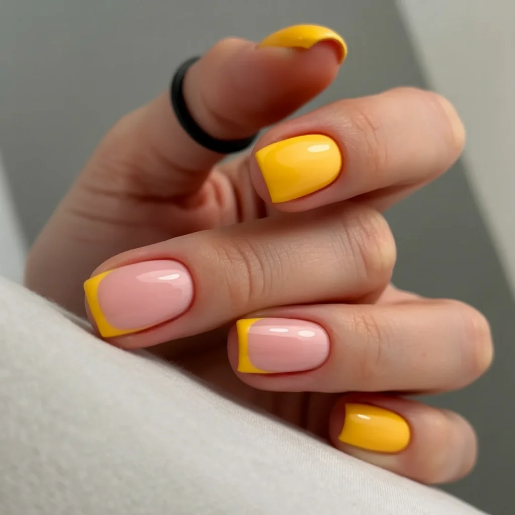 plain summer nails 2026 Sunny Yellow French Tips with a Modern Twist