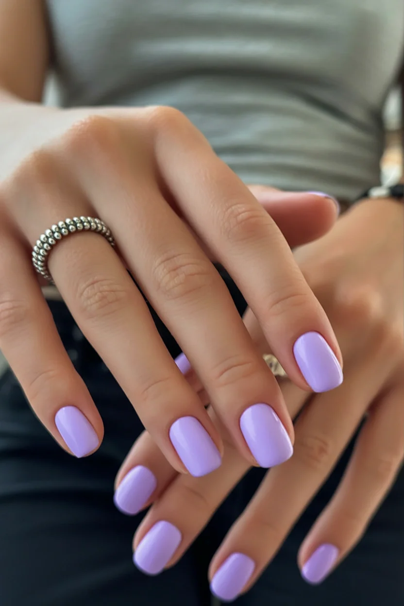 plain summer nails 2026 Lavender Simplicity for Relaxed Summer Afternoons