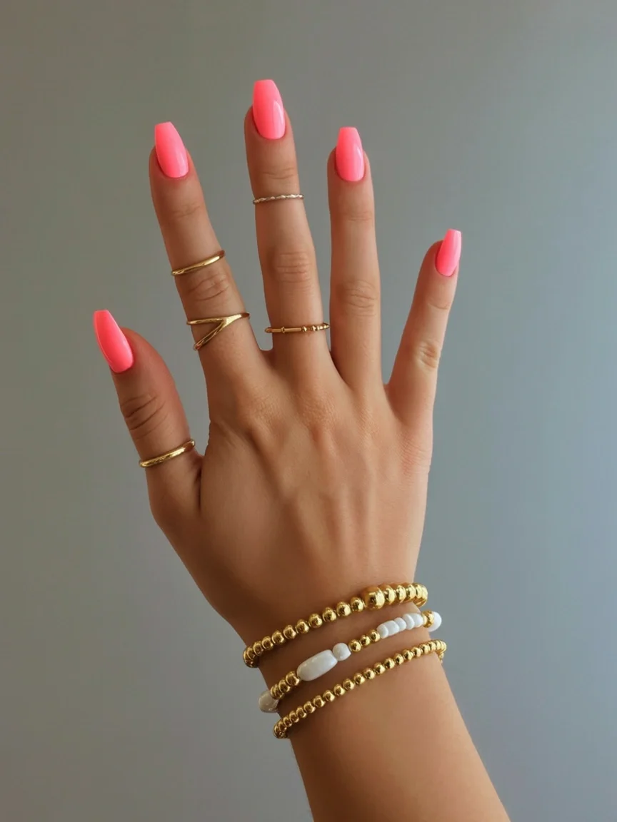 plain summer nails 2026 Neon Pink Confidence for Hot Summer Days