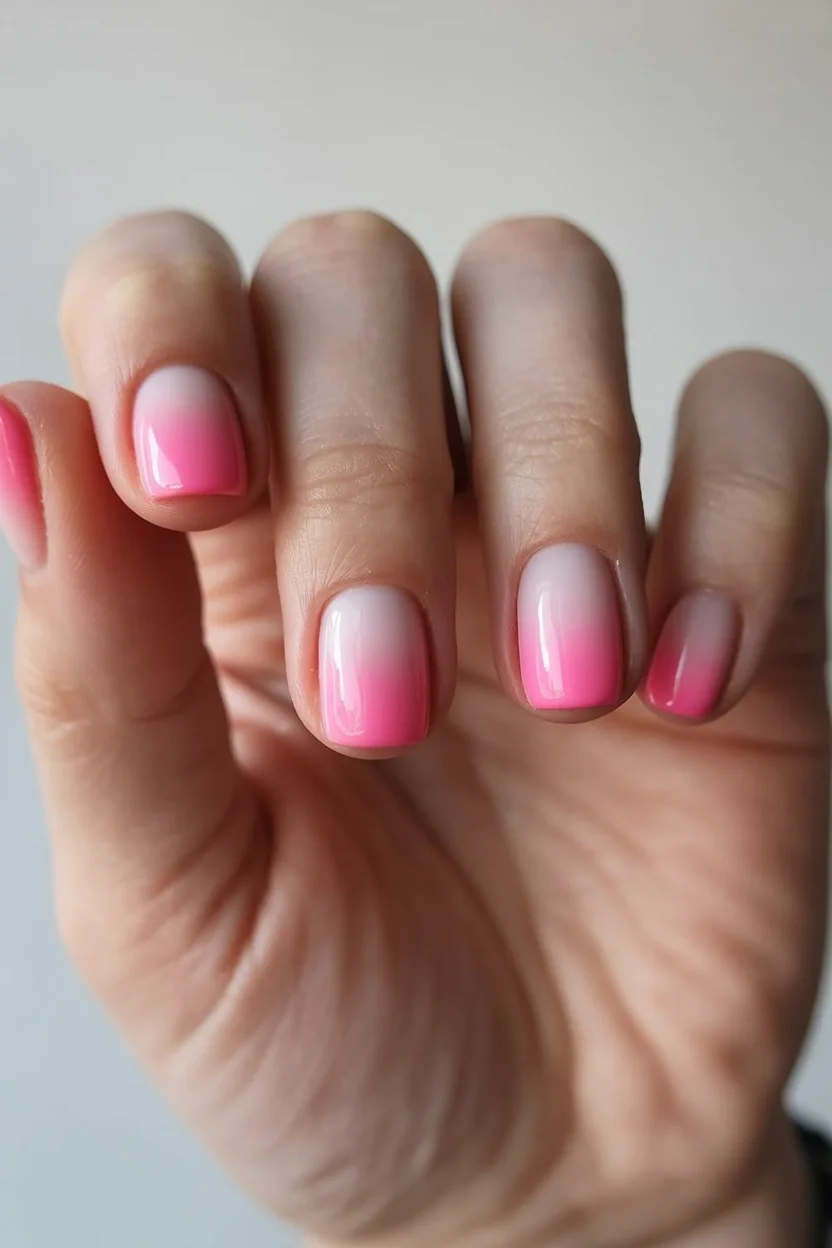 plain summer nails 2026 Pink Sorbet Ombre for Everyday Summer Style