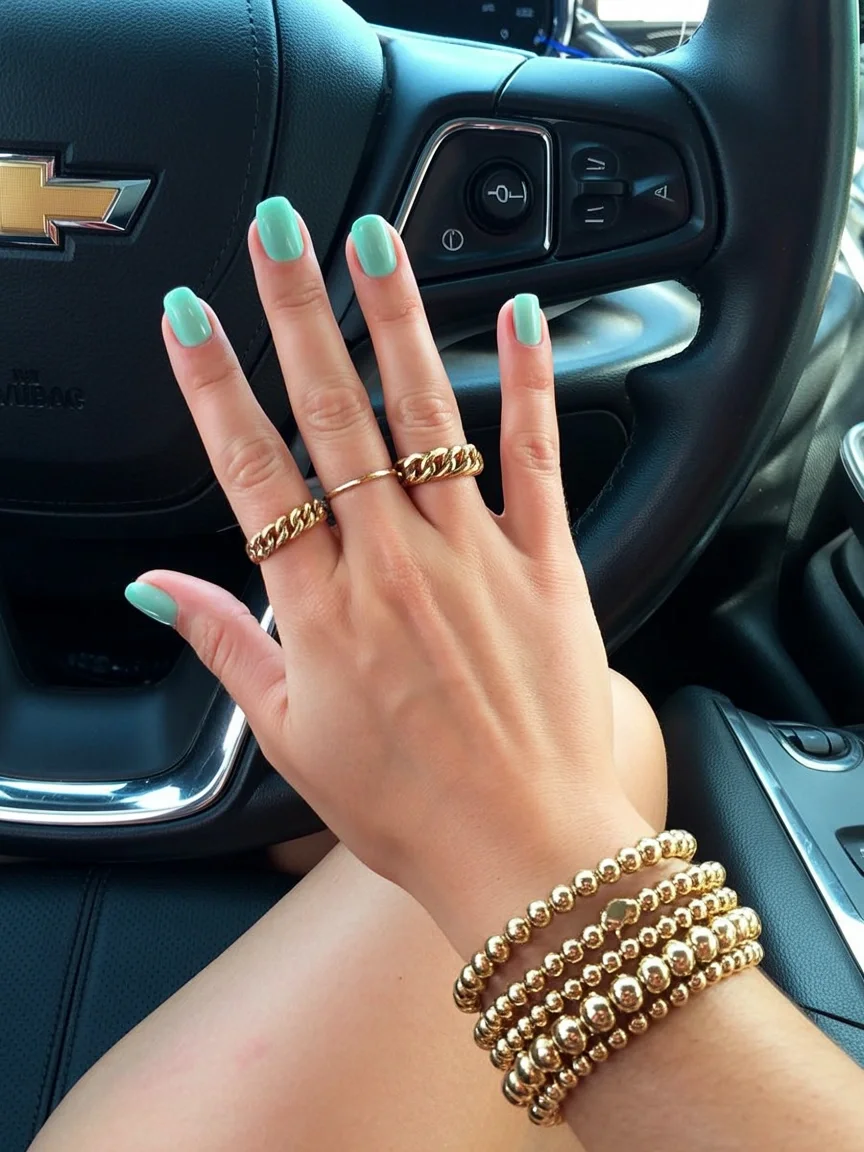 plain summer nails 2026 Mint Green Simplicity with a Modern Twist