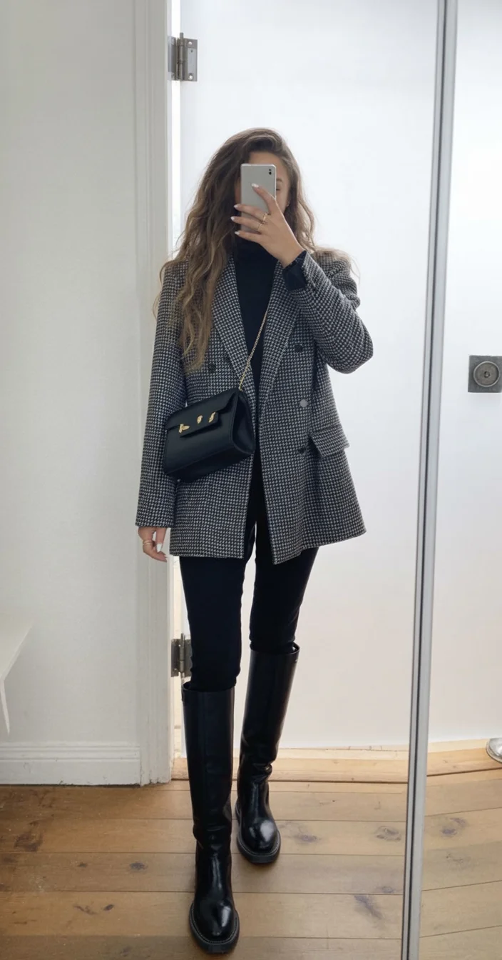simpl fall outfits ideas 2026 Tailored Houndstooth Blazer for Elevated Everyday Style