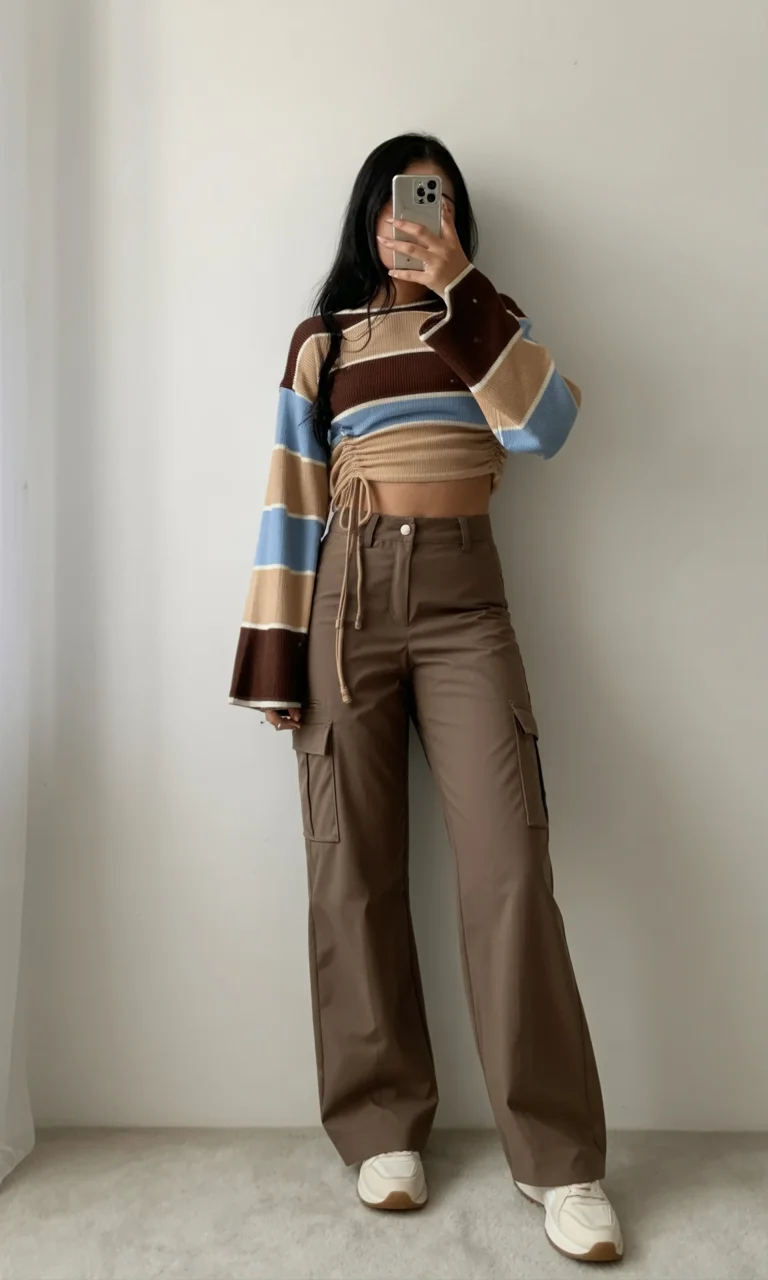 simpl fall outfits ideas 2026 Retro Earth Tones With Modern Cargo Pants
