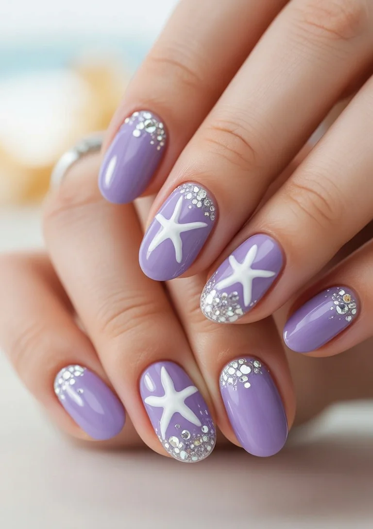 starfish summer nails 2026 Lavender Starfish Sparkle Dream