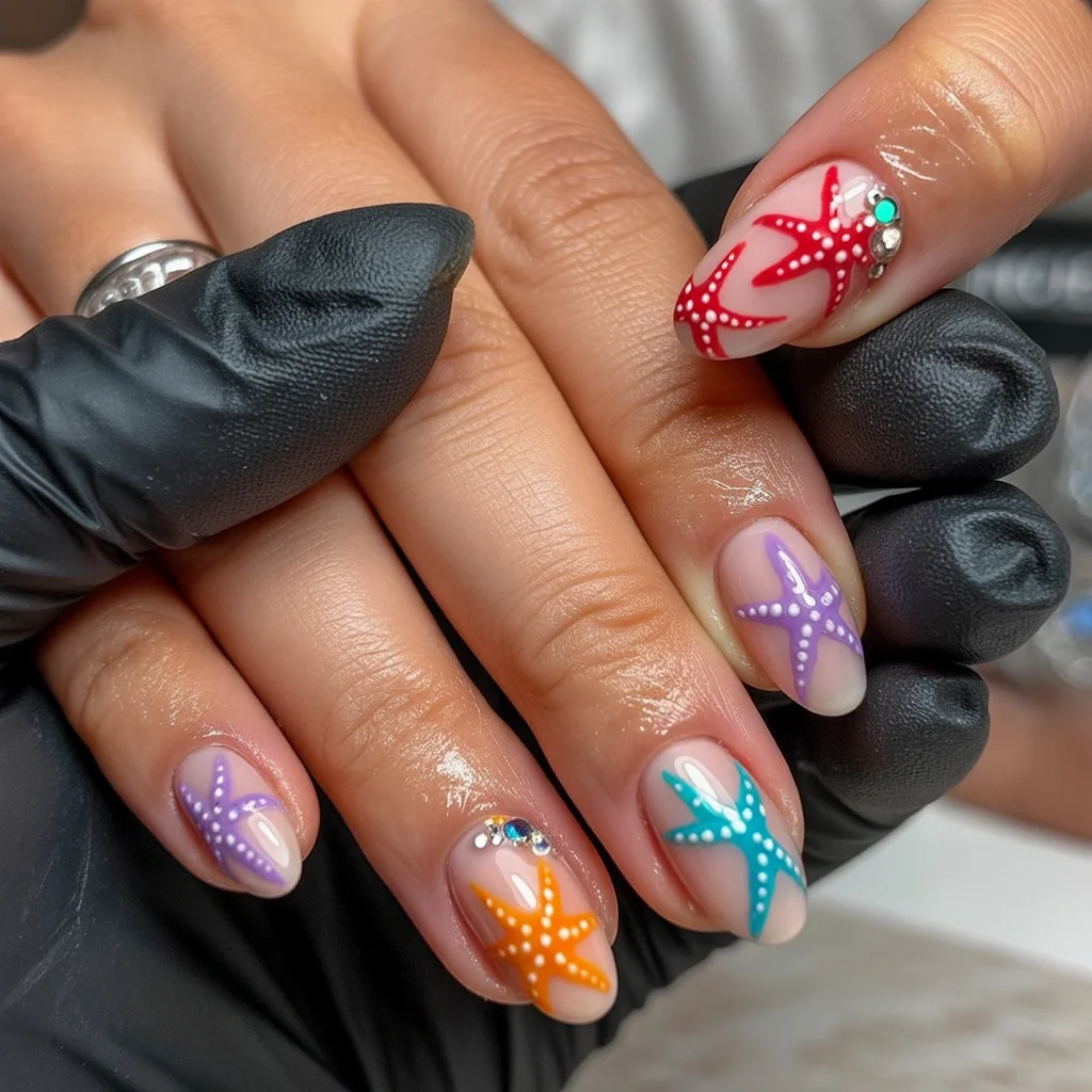 starfish summer nails 2026 Rainbow Starfish Treasure Collection
