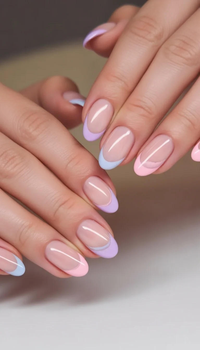 summer oval nails 2026 Pastel French Tips That Feel Like Summer Sorbet