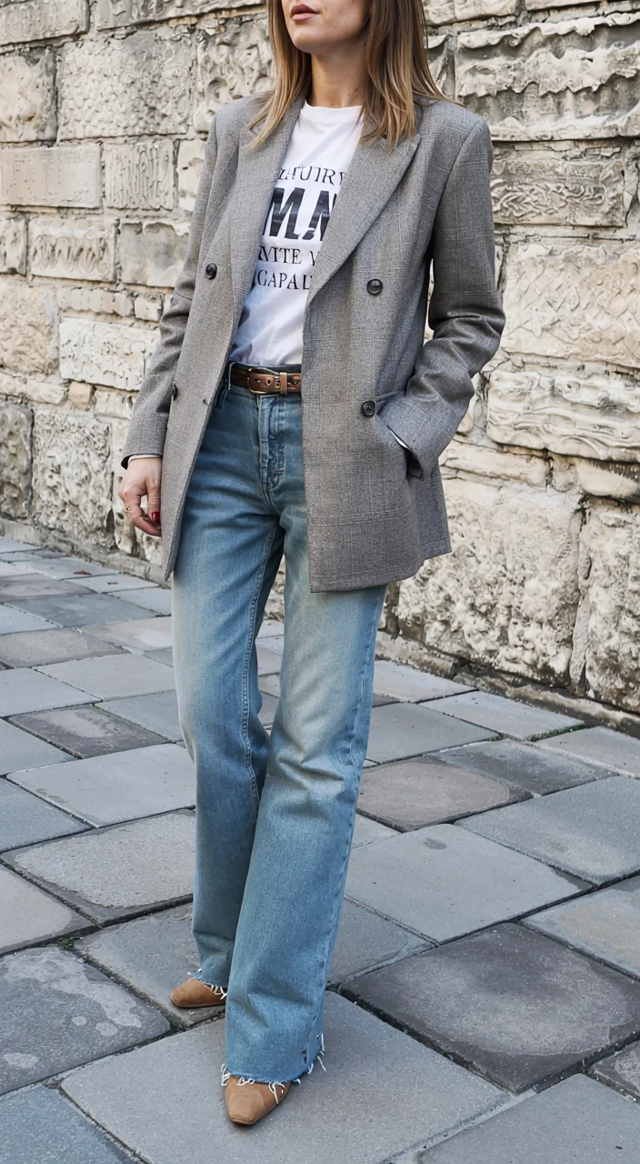 what to wear in fall 2026 over 50 blazer and denim style