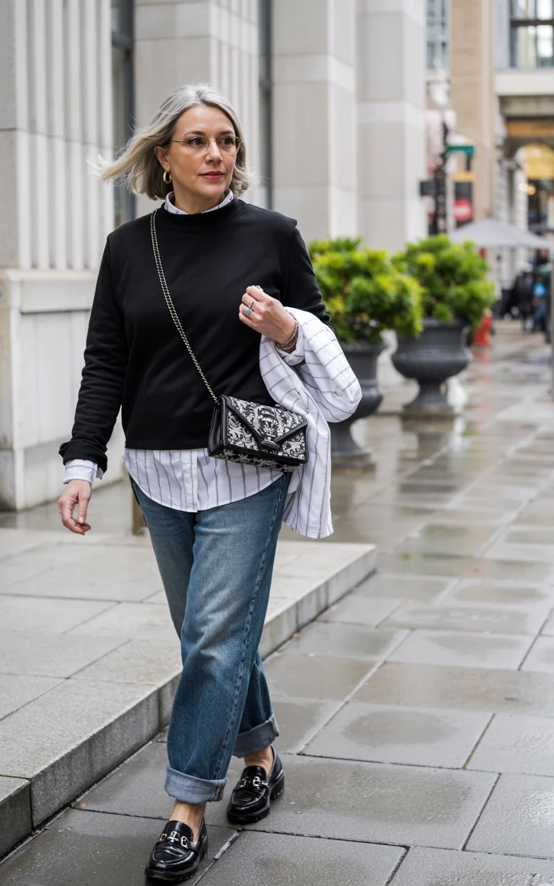 what to wear in fall 2026 over 50 black and white layers