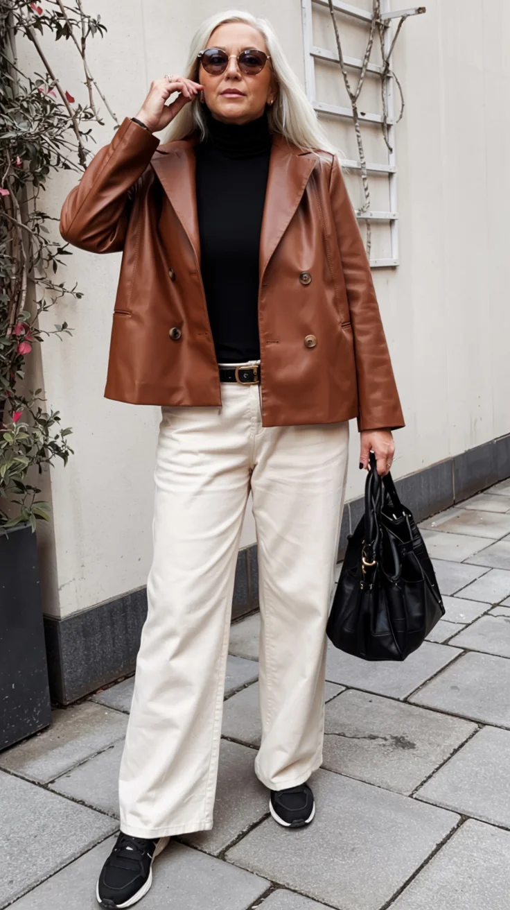 what to wear in fall 2026 over 50 leather blazer style