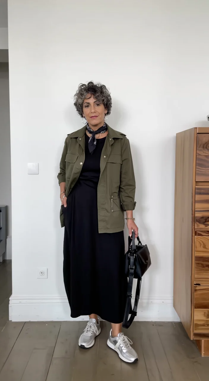 what to wear in fall 2026 over 50 utility jacket dress