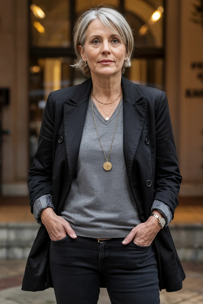 what to wear in fall 2026 over 50 black blazer style