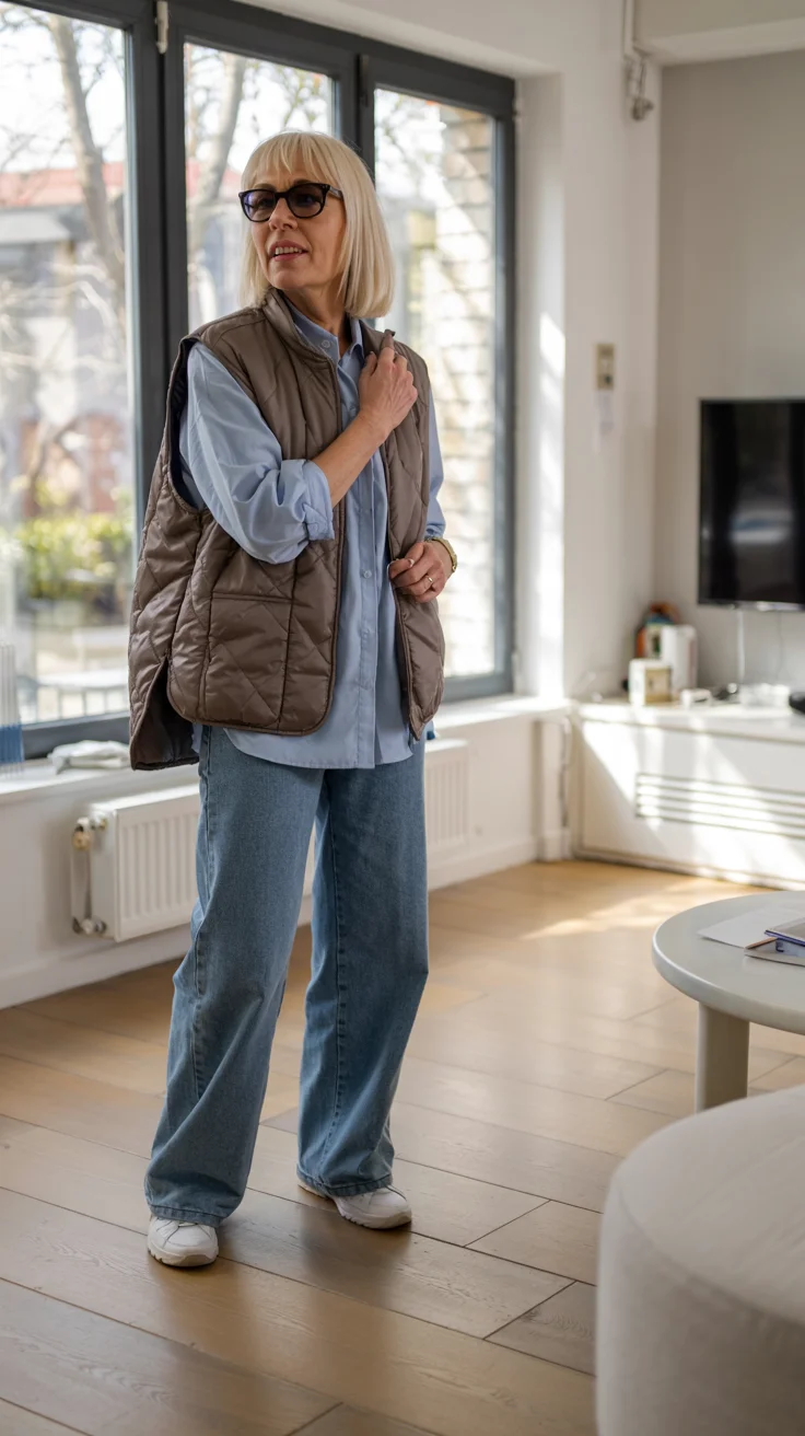what to wear in fall 2026 over 50 relaxed vest style